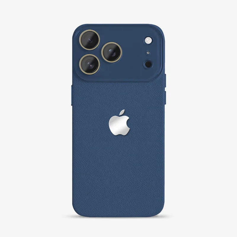 Leather Texture iPhone Case with Logo Cutout – Slim Protective Cover for iPhone 14 / 15 / 16 / 17 Series