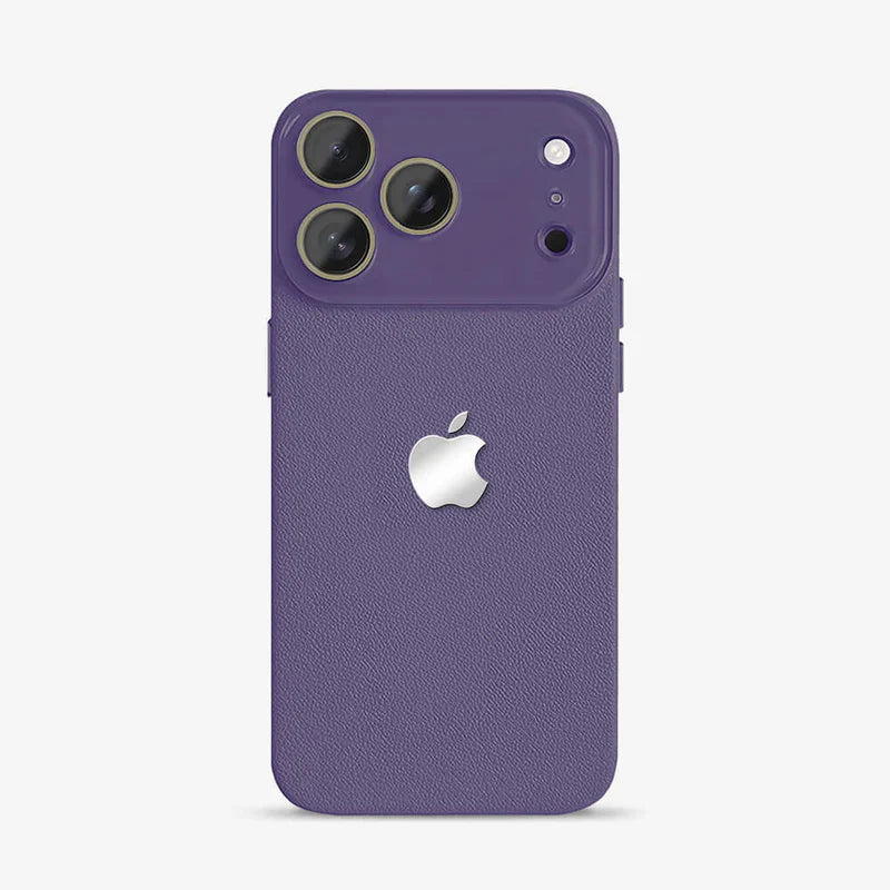 Leather Texture iPhone Case with Logo Cutout – Slim Protective Cover for iPhone 14 / 15 / 16 / 17 Series