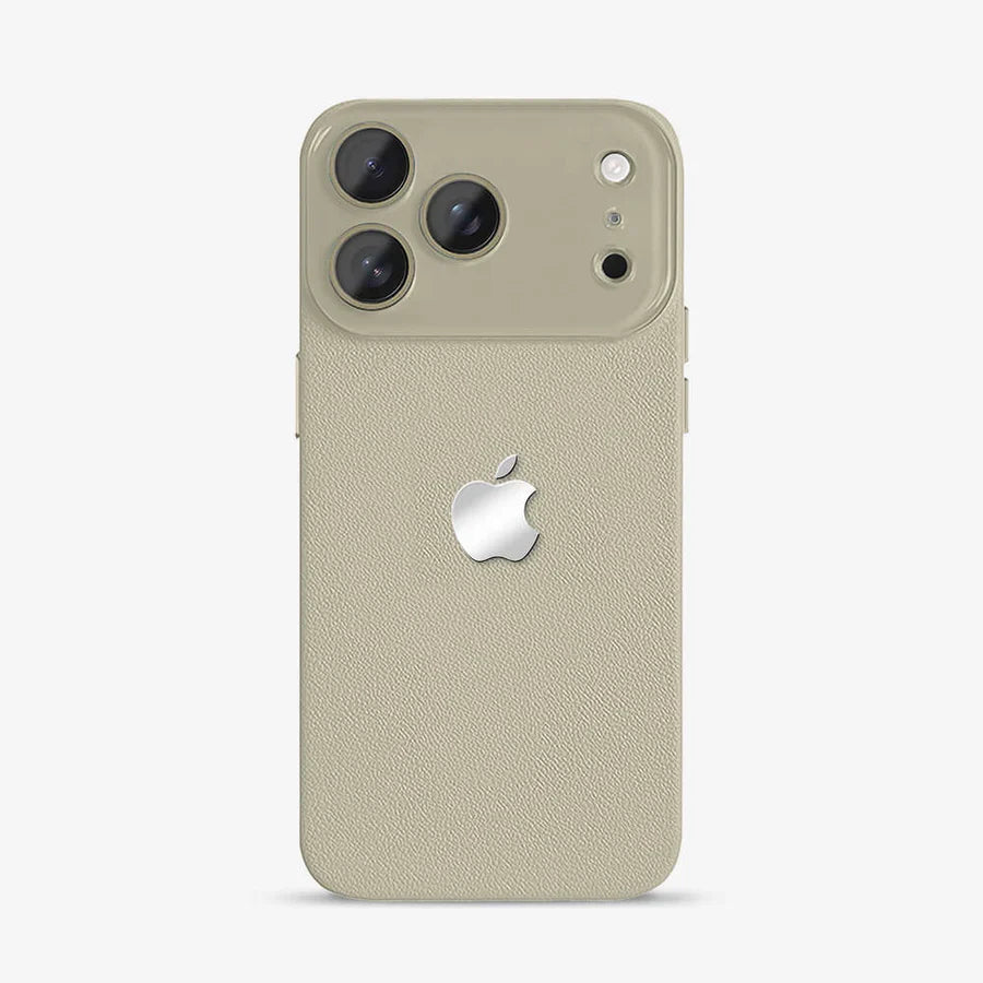 Leather Texture iPhone Case with Logo Cutout – Slim Protective Cover for iPhone 14 / 15 / 16 / 17 Series