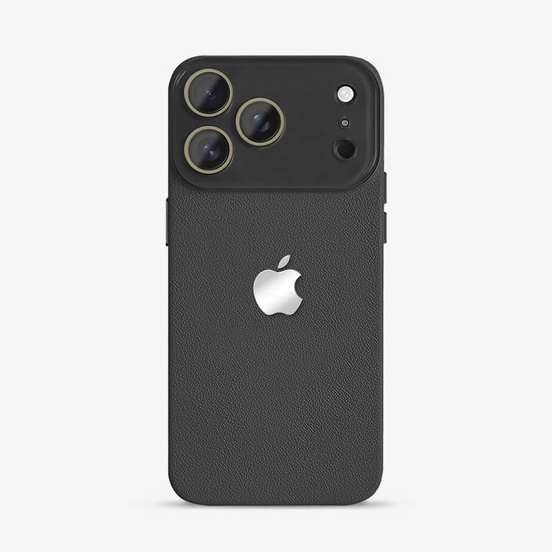 Leather Texture iPhone Case with Logo Cutout – Slim Protective Cover for iPhone 14 / 15 / 16 / 17 Series