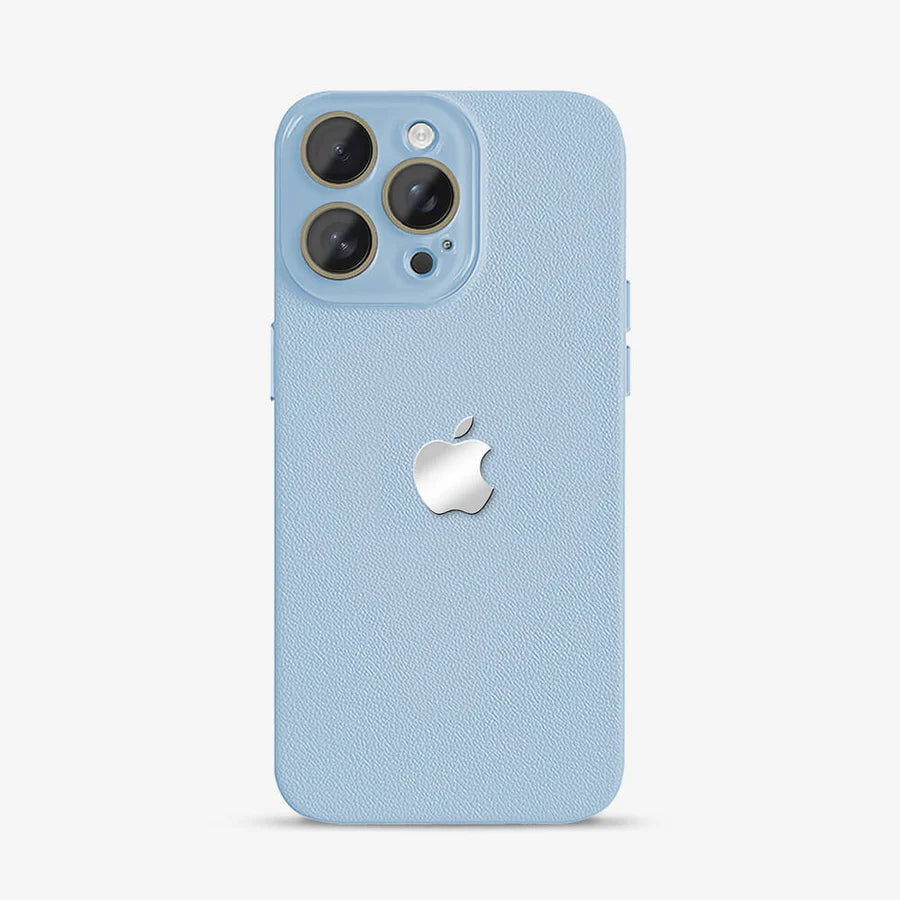 Leather Texture iPhone Case with Logo Cutout – Slim Protective Cover for iPhone 14 / 15 / 16 / 17 Series
