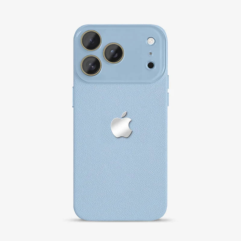 Leather Texture iPhone Case with Logo Cutout – Slim Protective Cover for iPhone 14 / 15 / 16 / 17 Series