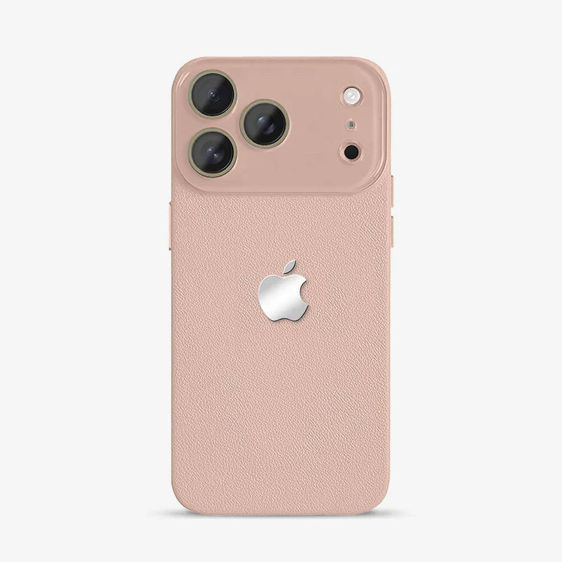 Leather Texture iPhone Case with Logo Cutout – Slim Protective Cover for iPhone 14 / 15 / 16 / 17 Series