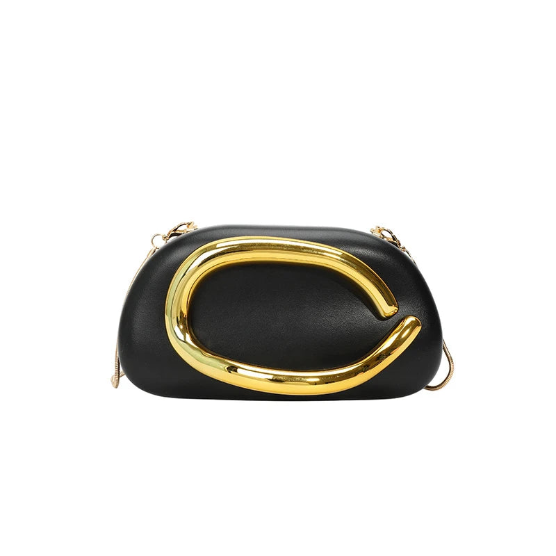 Women's PU Leather Evening Clutch Purse – Metal Detail Shoulder Bag for Wedding, Party & Special Occasions