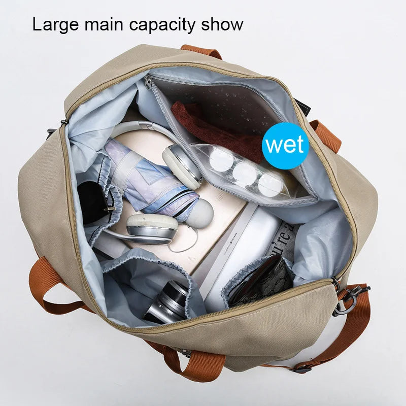 Travel Gym Duffle Bag for Men & Women – Lightweight Weekender Shoulder Bag with Shoe Compartment & Carry-On Size