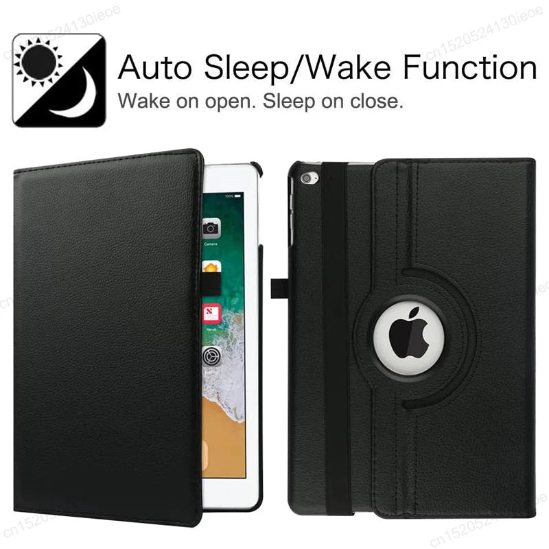 360° Rotating Stand Case for iPad & iPad Pro – Multi-Angle Viewing Folio Cover with Auto Sleep/Wake & Pencil Holder