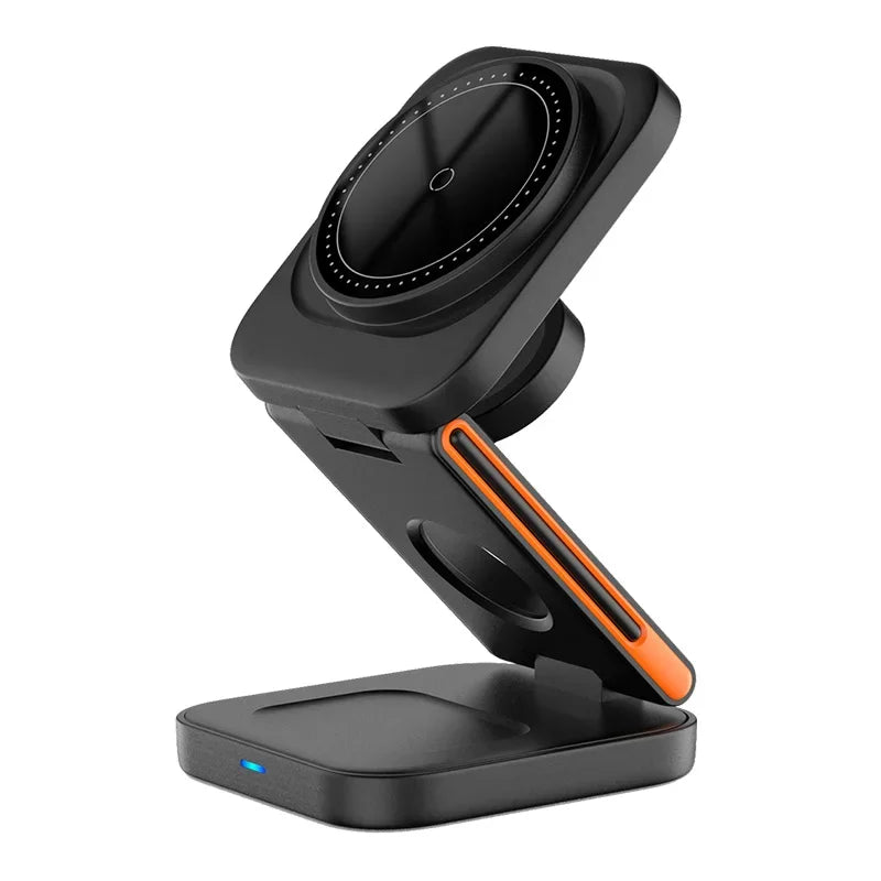 3-in-1 Wireless Charging Dock for Apple Watch, AirPods & iPhone – Fast Charge Station Compatible with MagSafe, All iWatch Series & AirPods Pro