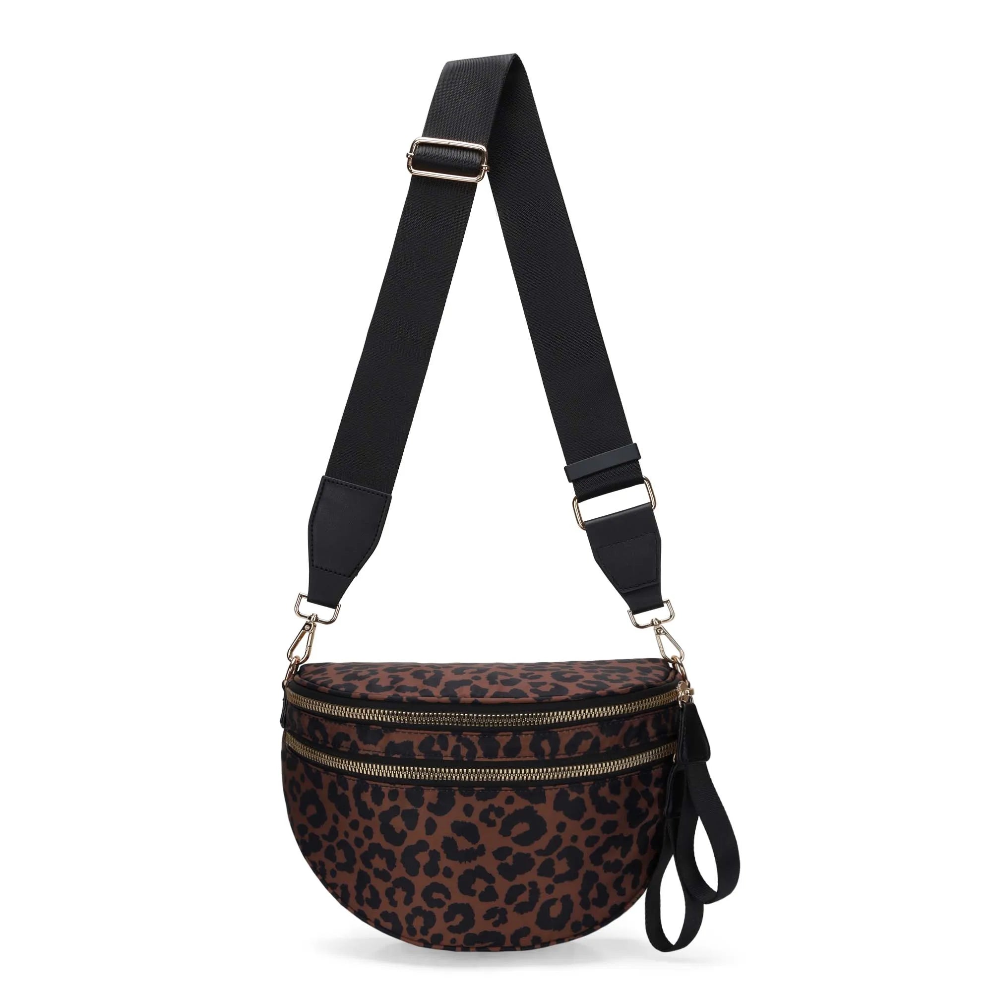 GridLine Black & White Checkered Bum Bag – Spacious Nylon Crossbody Bag for Women