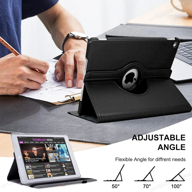 360° Rotating Stand Case for iPad & iPad Pro – Multi-Angle Viewing Folio Cover with Auto Sleep/Wake & Pencil Holder