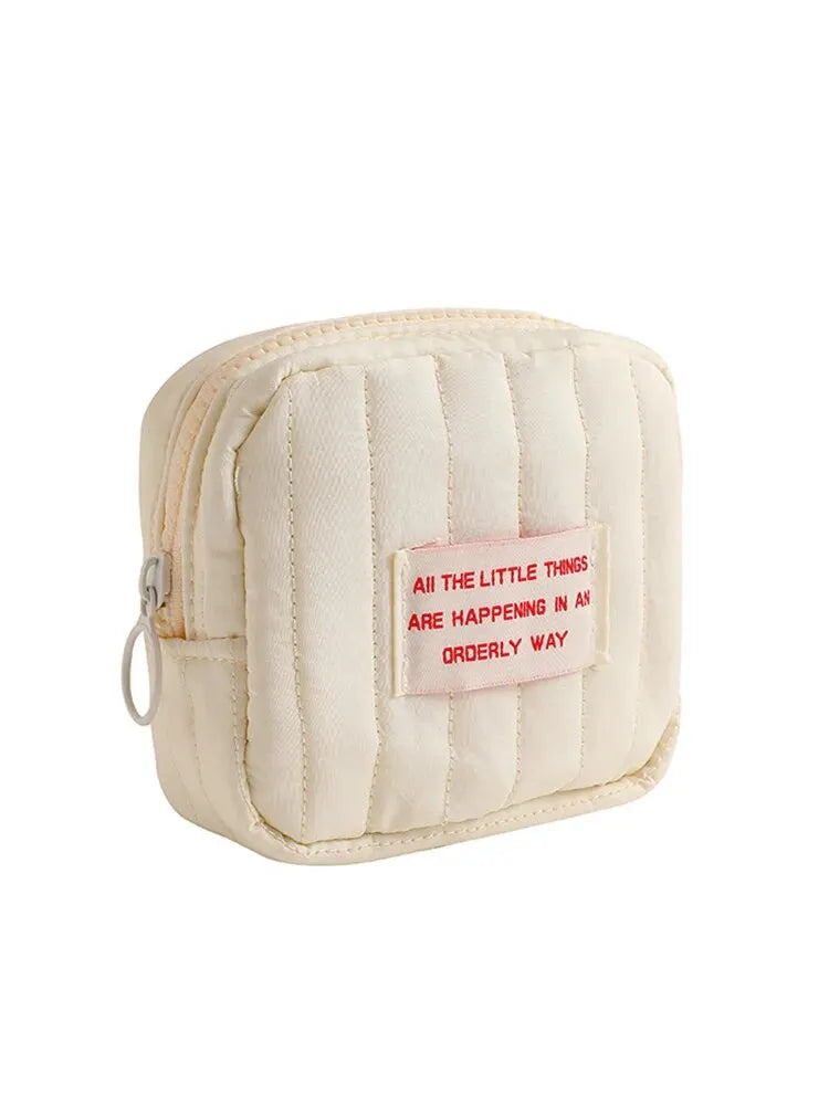 Korean Square Mini Makeup Bag – Cute Portable Organizer Pouch for Lipstick, Earphones, Coins & Daily Essentials