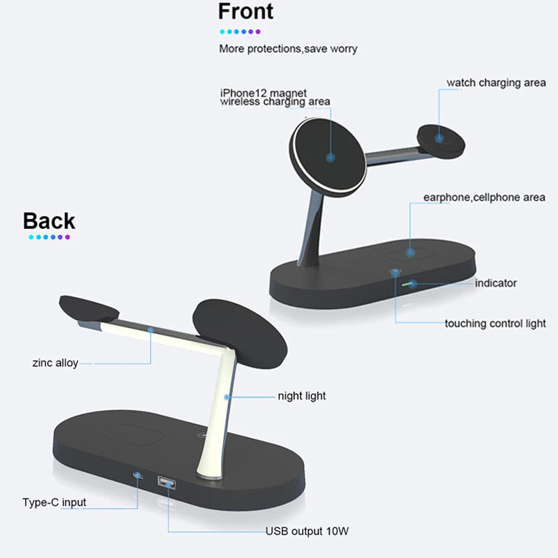 3-in-1 Wireless Charging Pad for iPhone, Apple Watch & AirPods – Fast MagSafe Compatible Charging Station for All iPhone 15 / 16 / 17 & iWatch Series