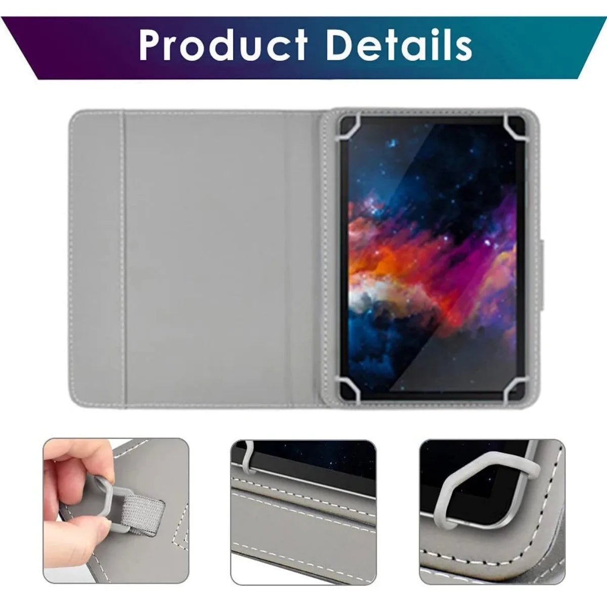 PU Leather 360° Flip Stand Tablet Case, 7–10 Inch