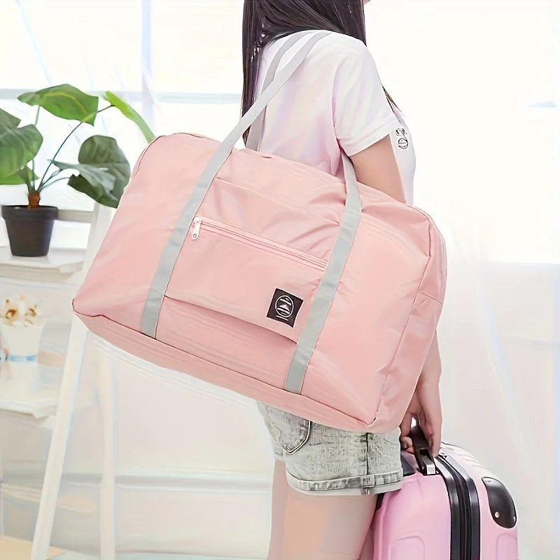 Foldable Travel Duffel Bag for Women & Girls – Lightweight Large Capacity Carry-On Overnight Bag with Packing Pouch