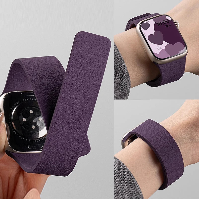 New Soft Silicone Sport Strap for Apple Watch – Sweat-Proof Breathable Replacement Band Compatible with All Series Ultra 2 / 9 / 8 / 7 / SE in Multiple Colors