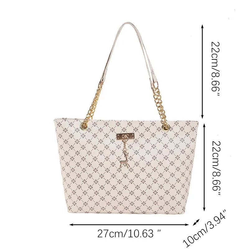 Women's Large Capacity Tote Bag – Soft Vegan Leather Shoulder Handbag with Zipper Pouch & Accessories Set