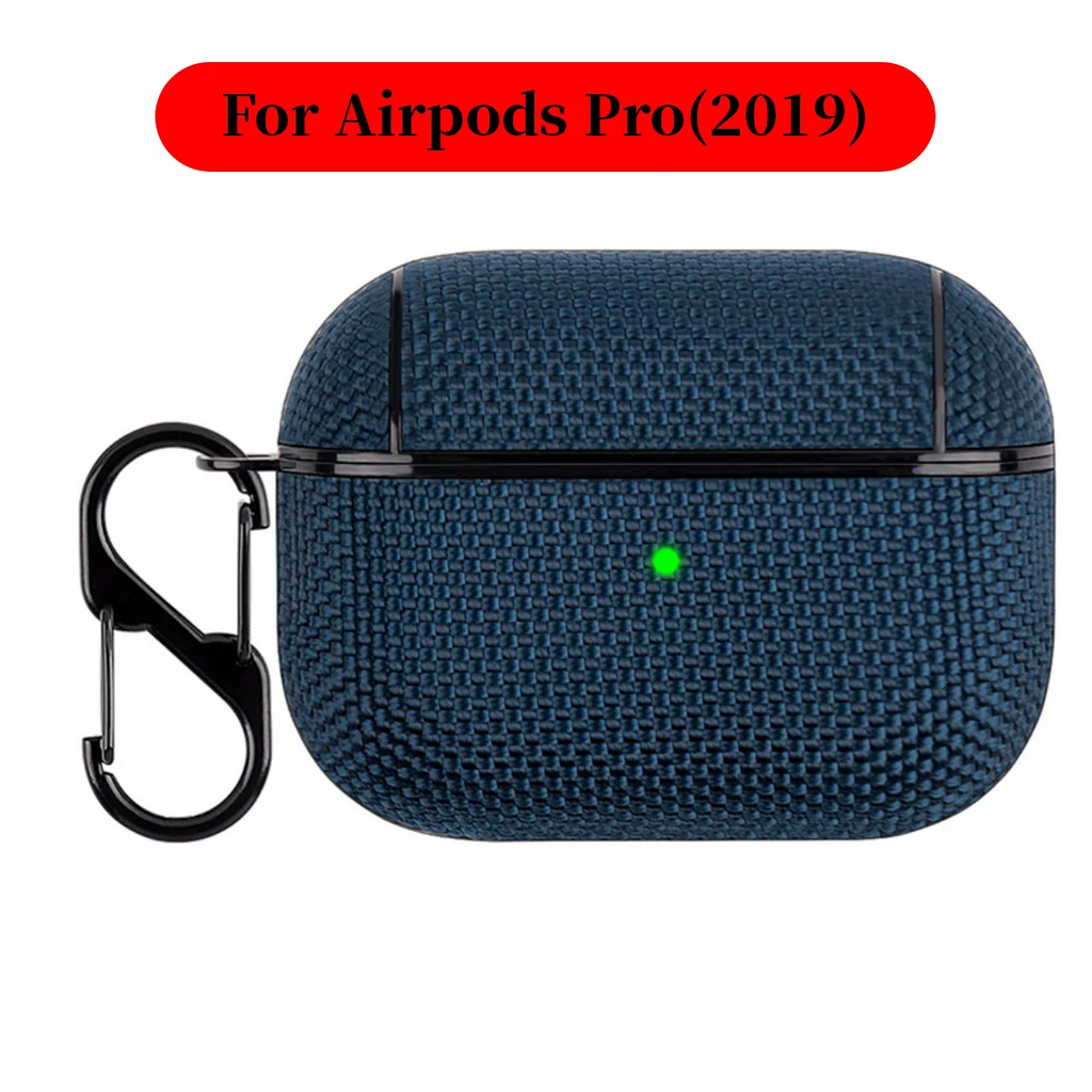 Soft Nylon Fabric Case for AirPods Pro 2 & 1 – Protective Cover with Finger Ring Strap & Carabiner Clip for Daily Carry