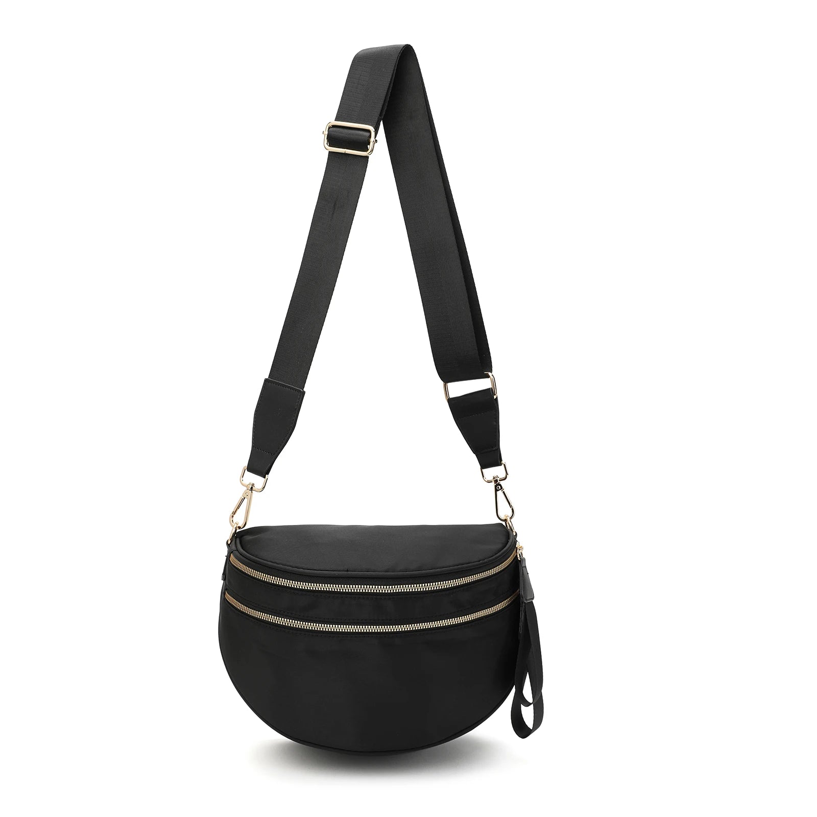 GridLine Black & White Checkered Bum Bag – Spacious Nylon Crossbody Bag for Women