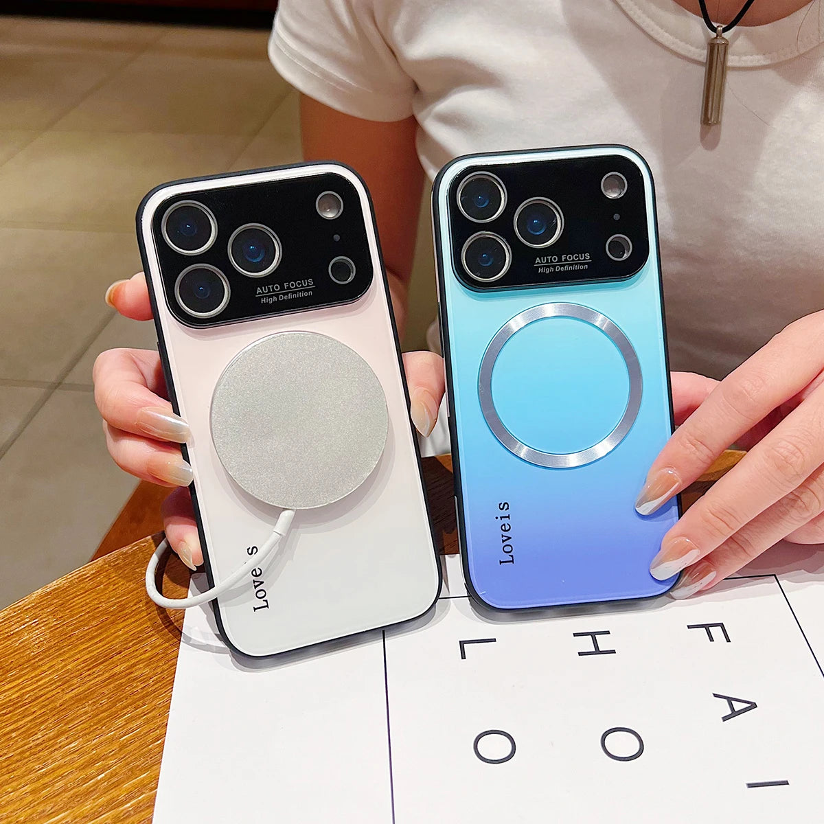 Magnetic Gradient Glass Case for iPhone 14 / 15 / 16 / 17 – MagSafe Compatible Shockproof Cover with Full Camera Lens Protection & Colorful Finish