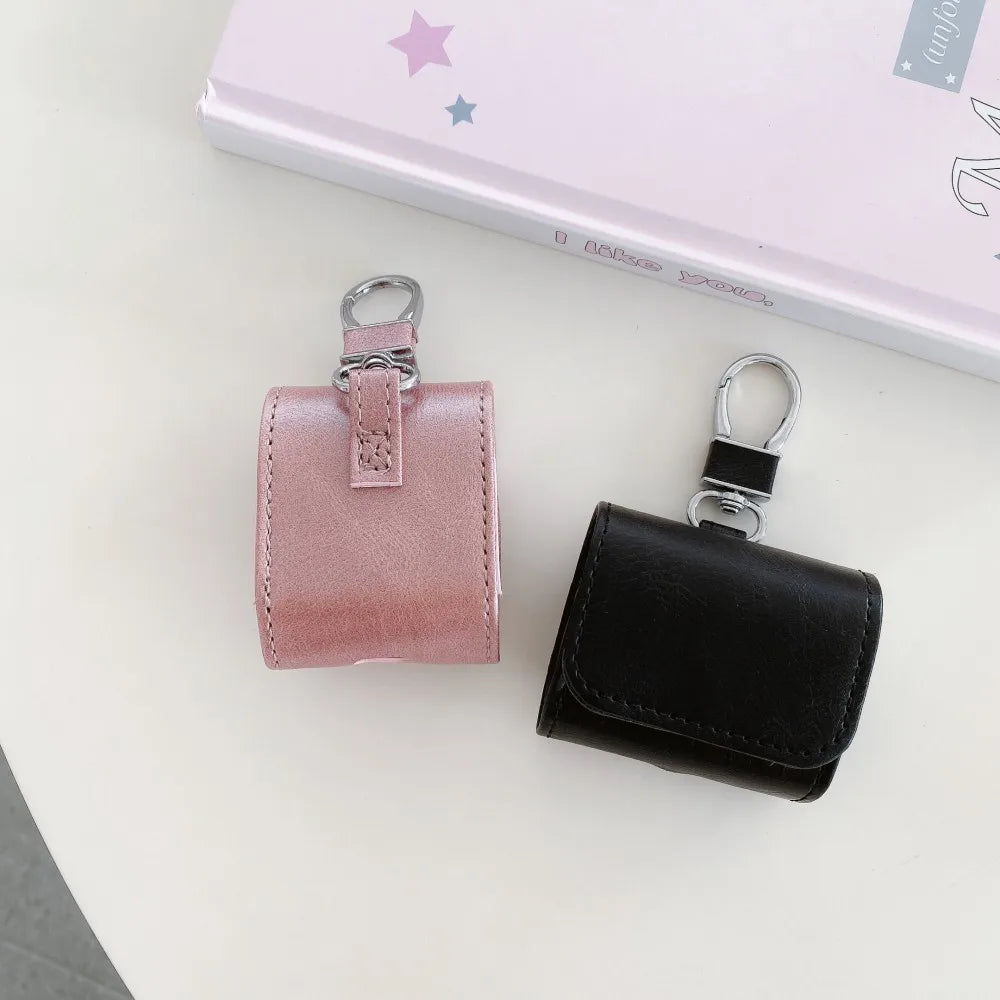 Leather Buckle Protective Case for AirPods Pro 2, AirPods Pro & AirPods 4 – Premium Cover with Keychain Hook & Dust-Proof Design