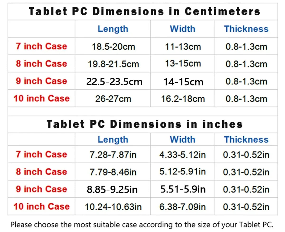 PU Leather 360° Flip Stand Tablet Case, 7–10 Inch