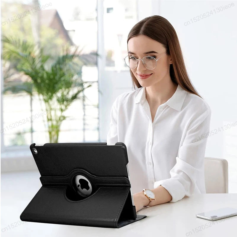 360° Rotating Stand Case for iPad & iPad Pro – Multi-Angle Viewing Folio Cover with Auto Sleep/Wake & Pencil Holder