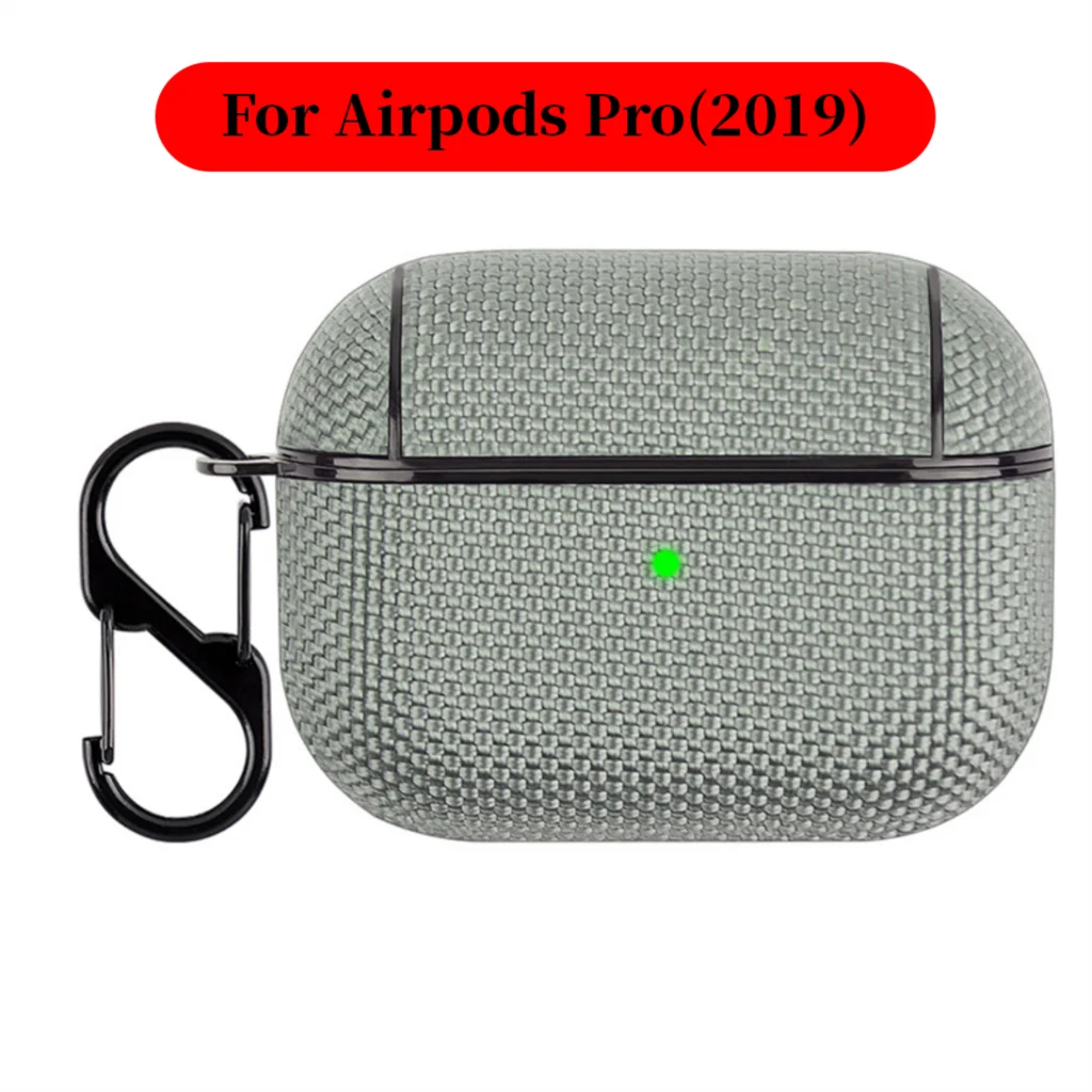 Soft Nylon Fabric Case for AirPods Pro 2 & 1 – Protective Cover with Finger Ring Strap & Carabiner Clip for Daily Carry