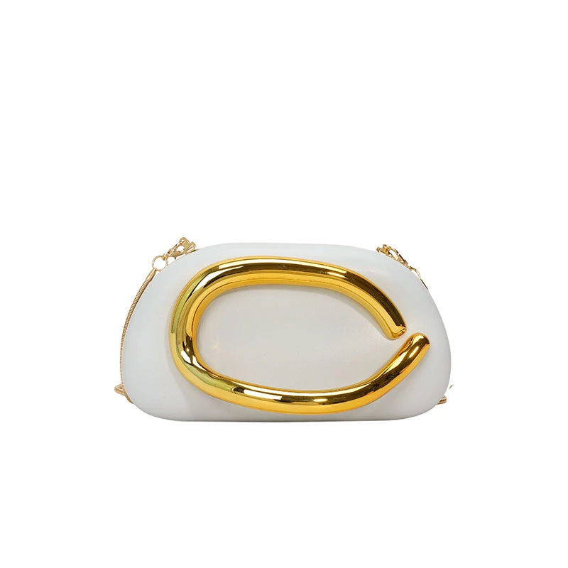 Women's PU Leather Evening Clutch Purse – Metal Detail Shoulder Bag for Wedding, Party & Special Occasions