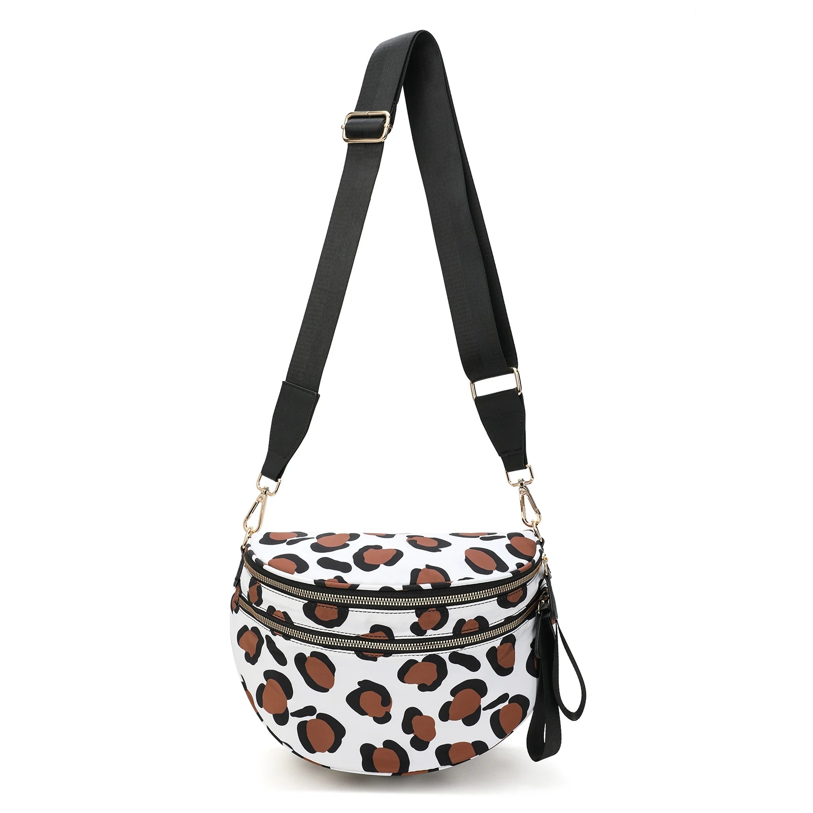 GridLine Black & White Checkered Bum Bag – Spacious Nylon Crossbody Bag for Women