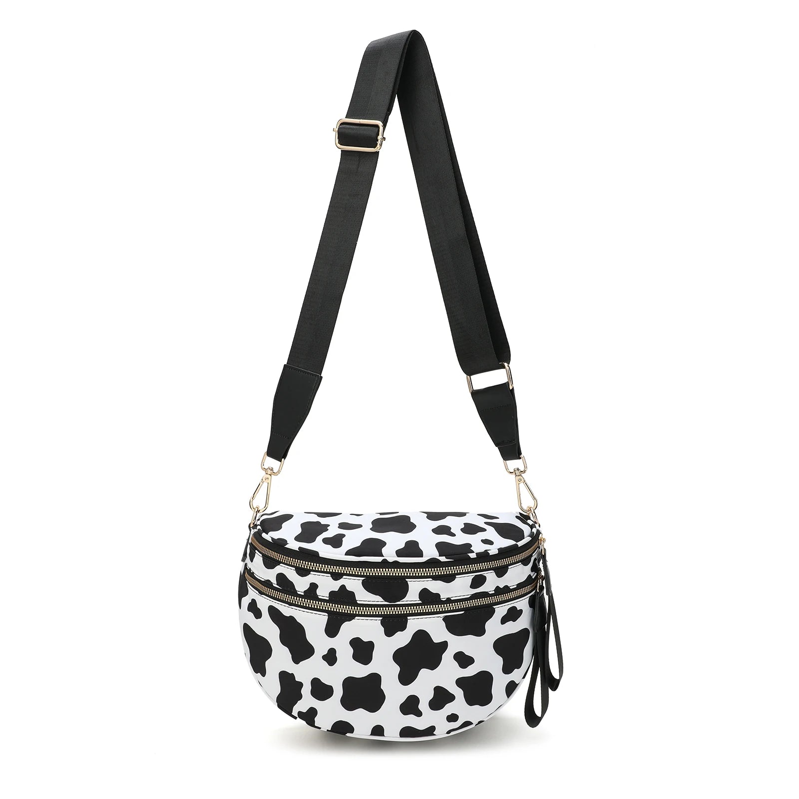 GridLine Black & White Checkered Bum Bag – Spacious Nylon Crossbody Bag for Women