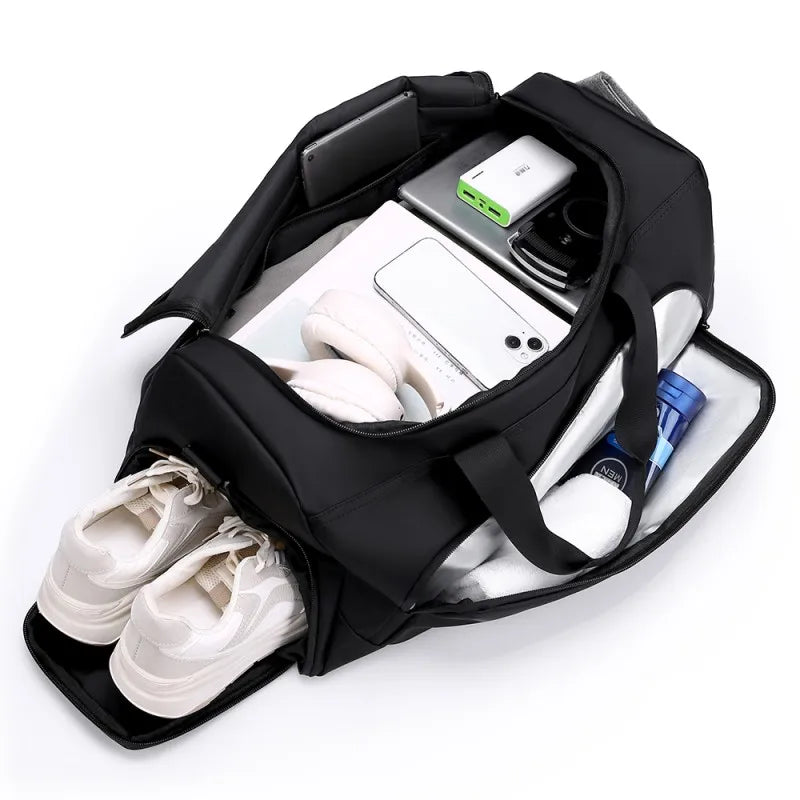 Sports Gym Bag with Shoe Compartment & Wet/Dry Separation – Large Capacity Multi-Pocket Travel Duffel for Men & Women