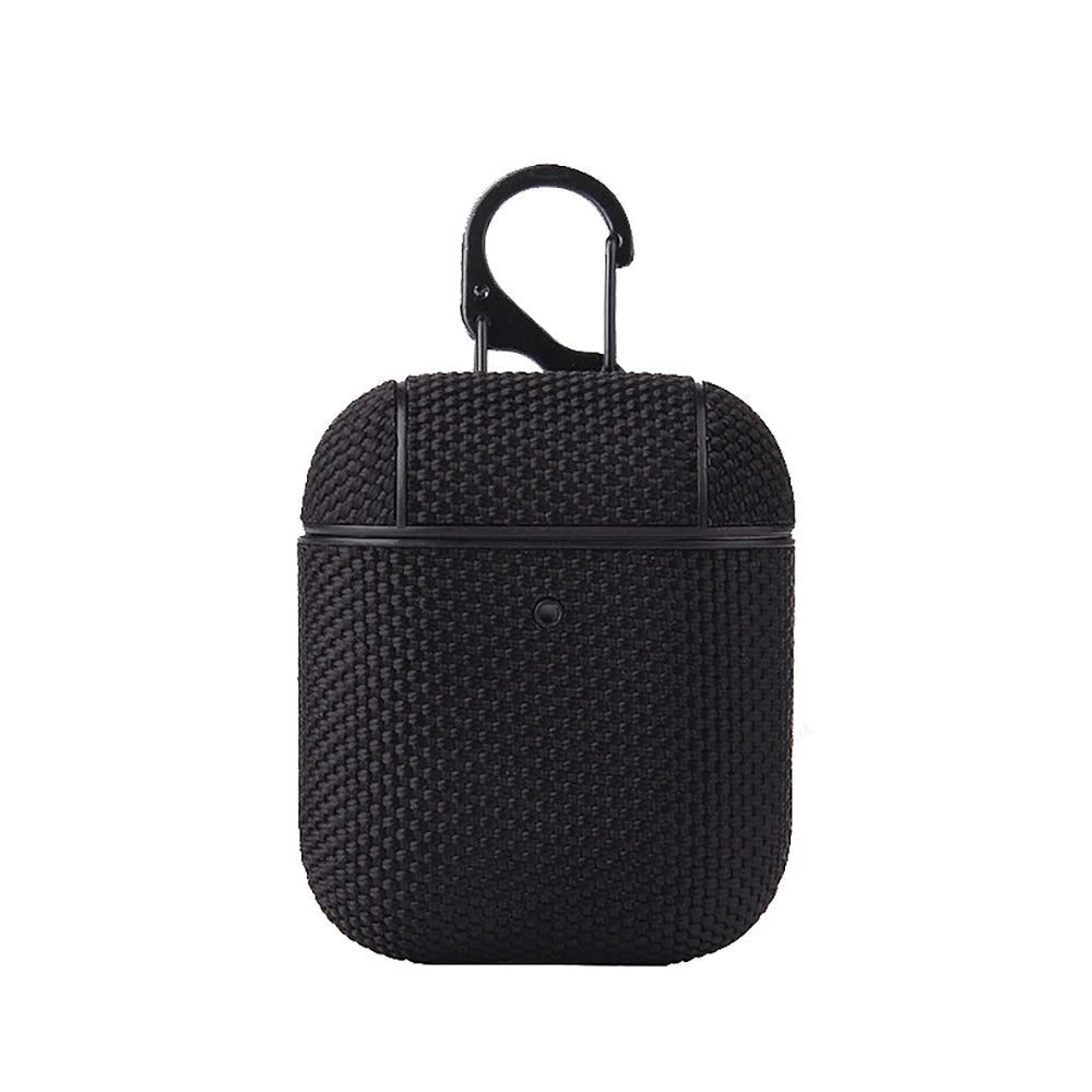 Soft Nylon Fabric Case for AirPods Pro 2 & 1 – Protective Cover with Finger Ring Strap & Carabiner Clip for Daily Carry