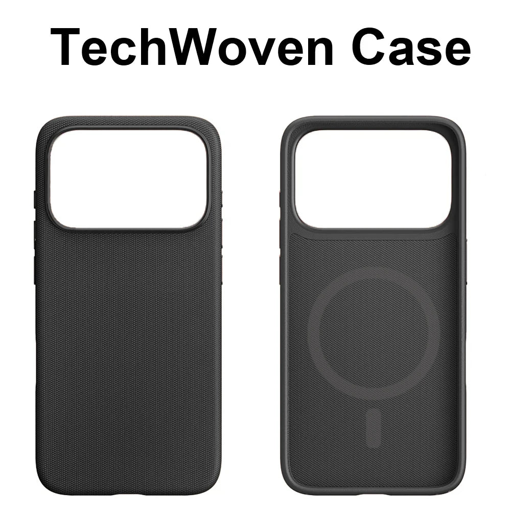 Tech-Woven Faux Leather MagSafe iPhone Case – Textured Fabric Cover for iPhone 13 / 14 / 15 / 16 / 17 Series with Wireless Charging Support & Slim Fit Design