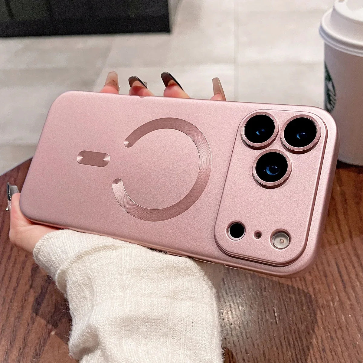 Metallic Paint MagSafe Soft Case for iPhone 12 / 13 / 14 / 15 / 16 / 17 – Shockproof Flexible Cover with Camera Lens Protection & Glossy Metallic Finish