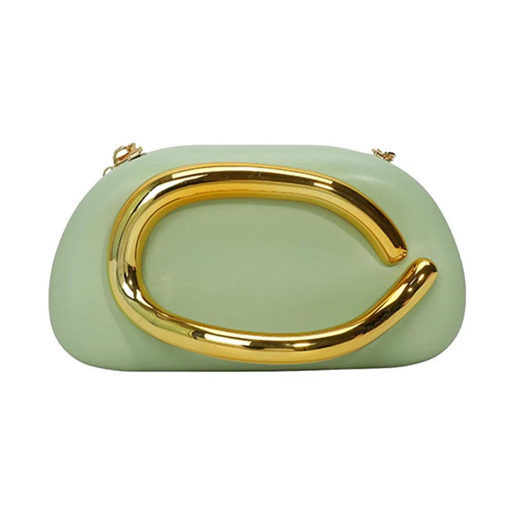 Women's PU Leather Evening Clutch Purse – Metal Detail Shoulder Bag for Wedding, Party & Special Occasions