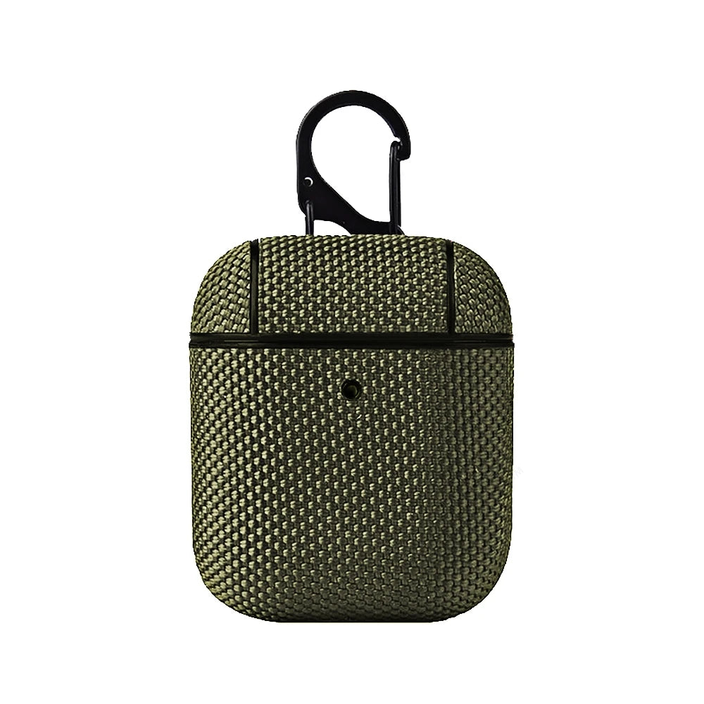 Soft Nylon Fabric Case for AirPods Pro 2 & 1 – Protective Cover with Finger Ring Strap & Carabiner Clip for Daily Carry