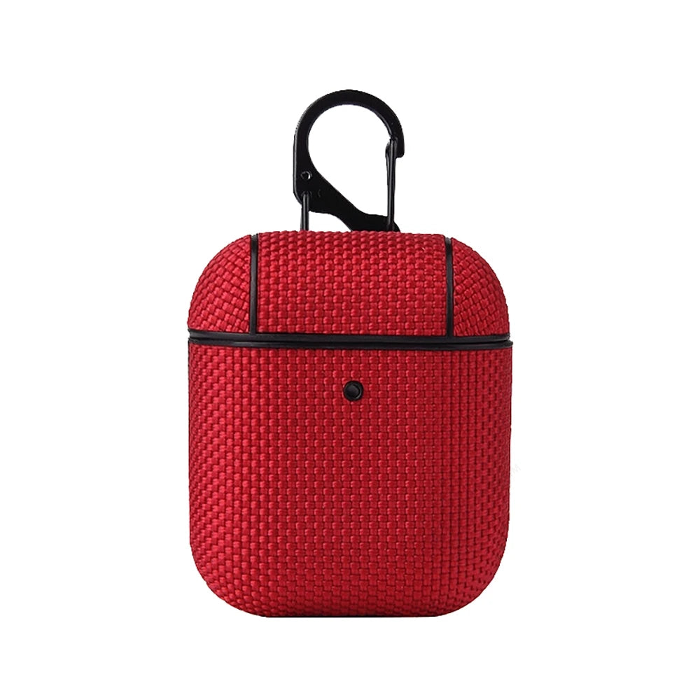 Soft Nylon Fabric Case for AirPods Pro 2 & 1 – Protective Cover with Finger Ring Strap & Carabiner Clip for Daily Carry
