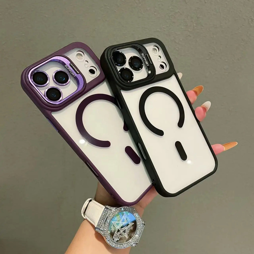 Luxury Transparent Magnetic Shockproof Case for iPhone 17 / 16 / 15 / 14 / 13 – MagSafe Compatible Clear Cover with Military Drop Protection