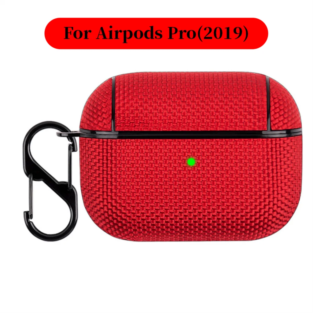 Soft Nylon Fabric Case for AirPods Pro 2 & 1 – Protective Cover with Finger Ring Strap & Carabiner Clip for Daily Carry