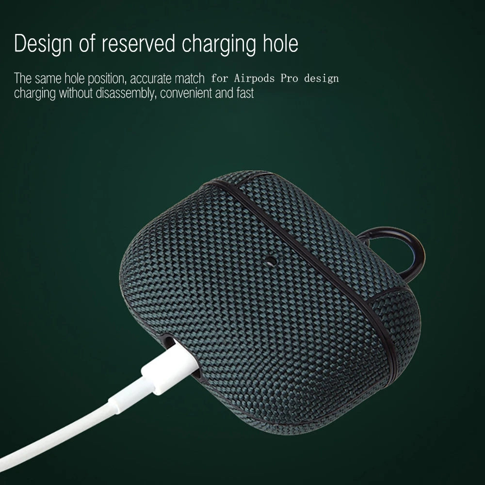 Soft Nylon Fabric Case for AirPods Pro 2 & 1 – Protective Cover with Finger Ring Strap & Carabiner Clip for Daily Carry