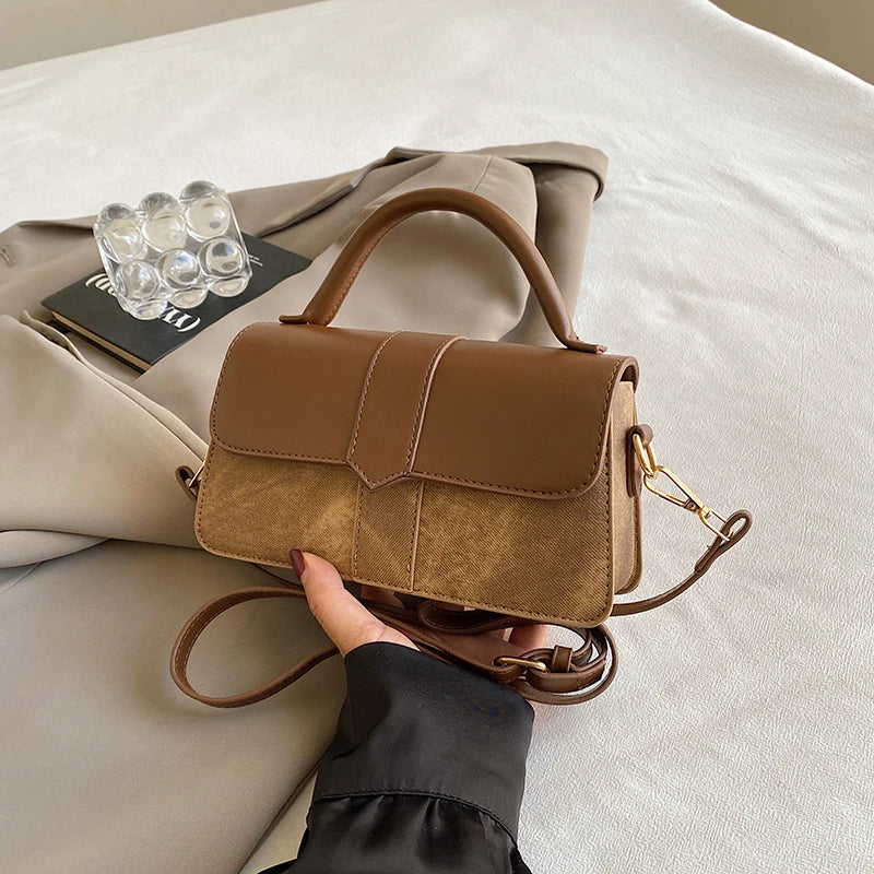 Black PU Leather Shoulder Bag for Women – Vintage Square Satchel Crossbody Purse for Daily Use & Work