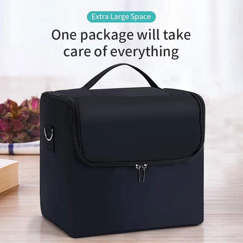 Large Expandable Makeup Train Case for Women – 4-Tier Professional Travel Organizer with Mirror & Lockable Zipper
