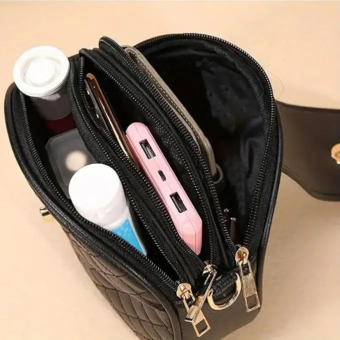 Chic Black Crossbody Bag for Women – Vintage Casual Shoulder Purse with Adjustable Strap & Multiple Pockets for Daily Use