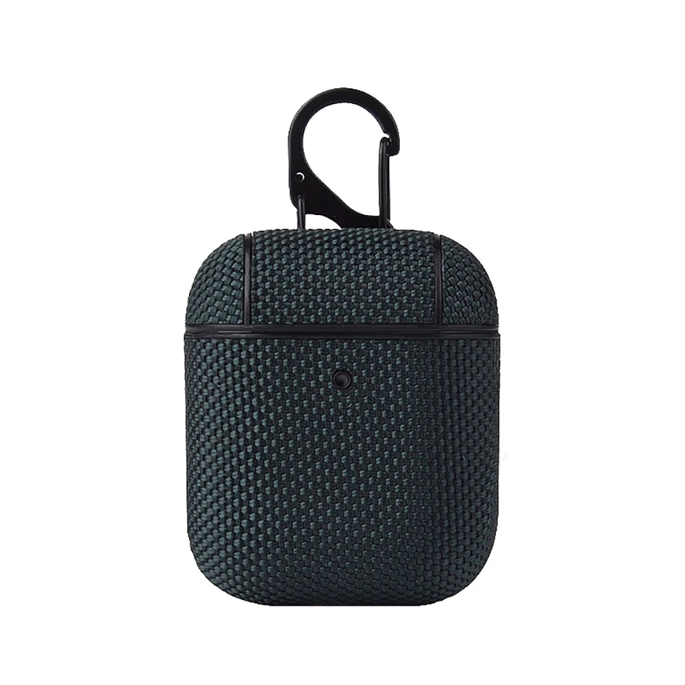 Soft Nylon Fabric Case for AirPods Pro 2 & 1 – Protective Cover with Finger Ring Strap & Carabiner Clip for Daily Carry