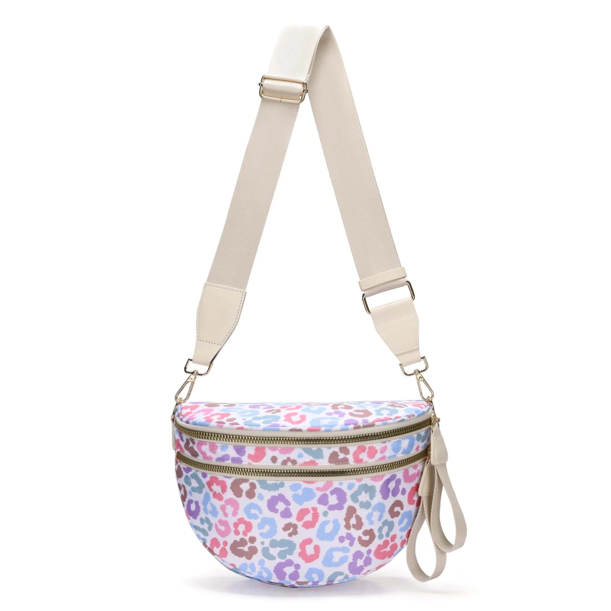 GridLine Black & White Checkered Bum Bag – Spacious Nylon Crossbody Bag for Women