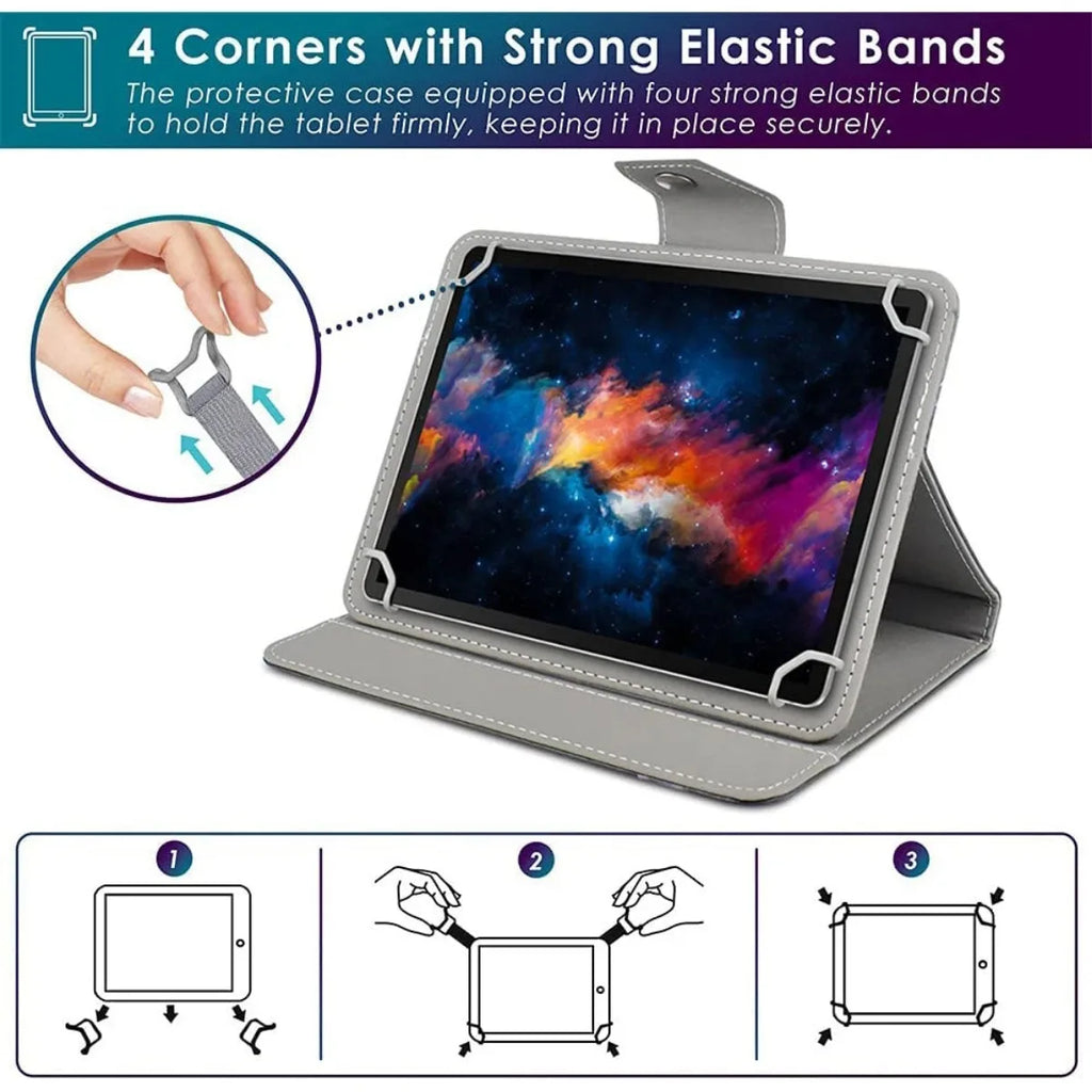 PU Leather 360° Flip Stand Tablet Case, 7–10 Inch