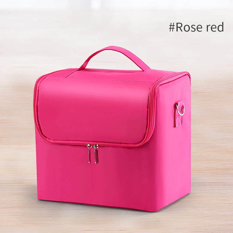 Large Expandable Makeup Train Case for Women – 4-Tier Professional Travel Organizer with Mirror & Lockable Zipper
