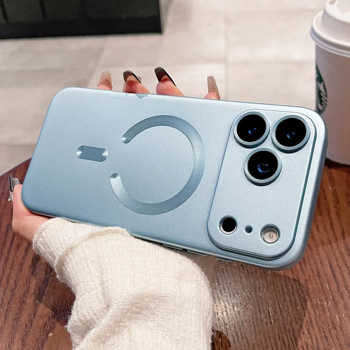 Metallic Paint MagSafe Soft Case for iPhone 12 / 13 / 14 / 15 / 16 / 17 – Shockproof Flexible Cover with Camera Lens Protection & Glossy Metallic Finish