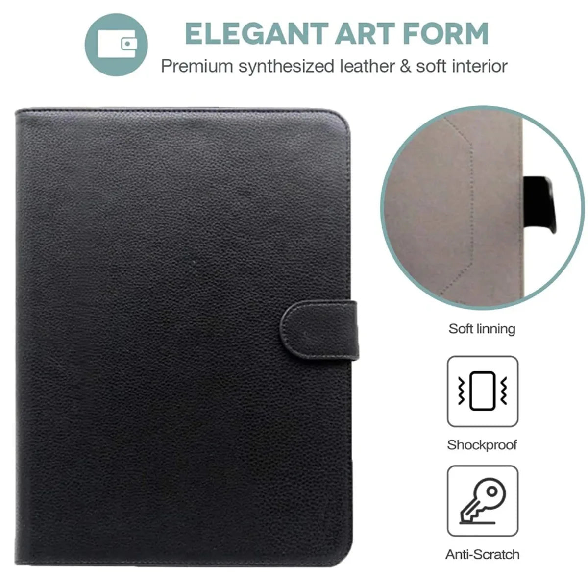 PU Leather 360° Flip Stand Tablet Case, 7–10 Inch