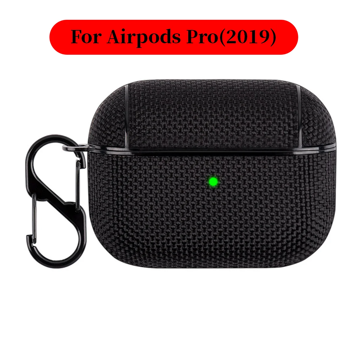 Soft Nylon Fabric Case for AirPods Pro 2 & 1 – Protective Cover with Finger Ring Strap & Carabiner Clip for Daily Carry