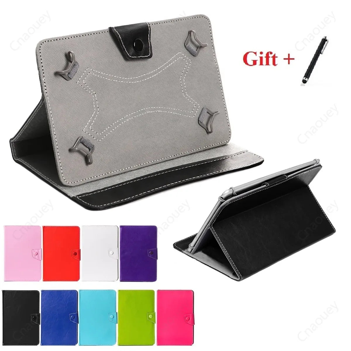 PU Leather 360° Flip Stand Tablet Case, 7–10 Inch